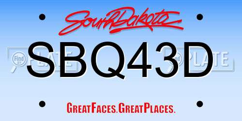 SBQ43D South Dakota License Plate