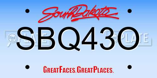 SBQ43O South Dakota License Plate