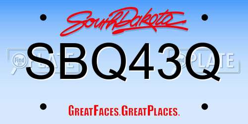 SBQ43Q South Dakota License Plate