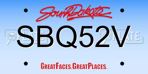 SBQ52V South Dakota License Plate