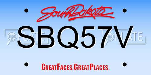 SBQ57V South Dakota License Plate