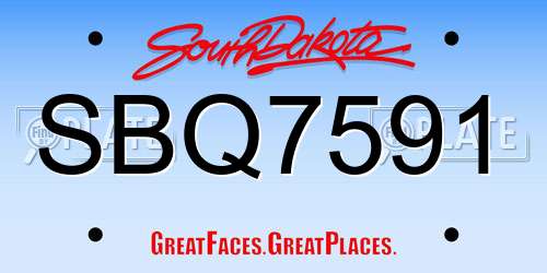 SBQ7591 South Dakota License Plate