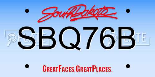SBQ76B South Dakota License Plate