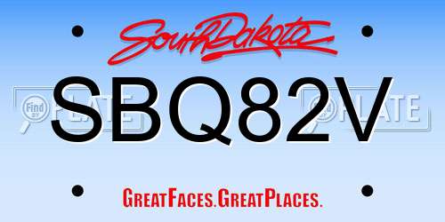 SBQ82V South Dakota License Plate