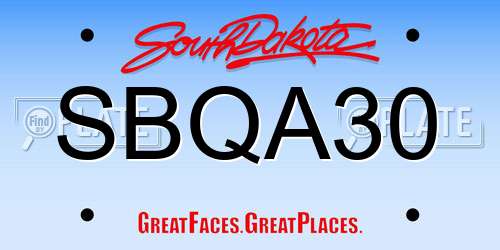 SBQA30 South Dakota License Plate