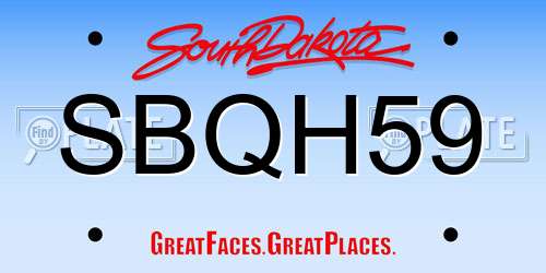 SBQH59 South Dakota License Plate