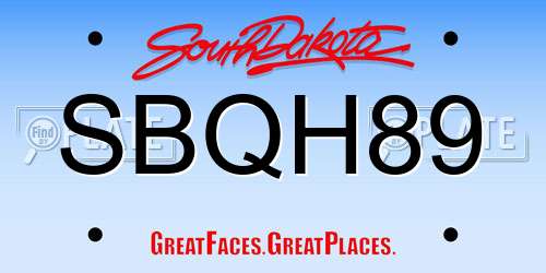 SBQH89 South Dakota License Plate