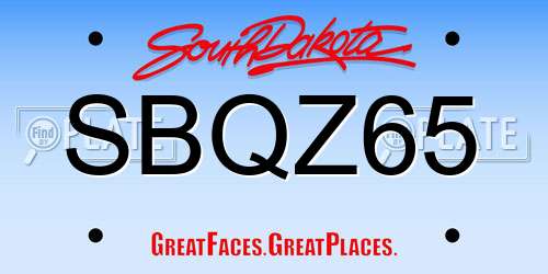 SBQZ65 South Dakota License Plate
