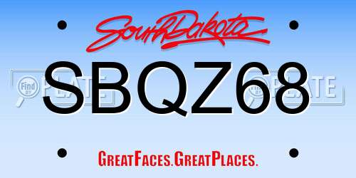 SBQZ68 South Dakota License Plate