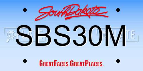 SBS30M South Dakota License Plate