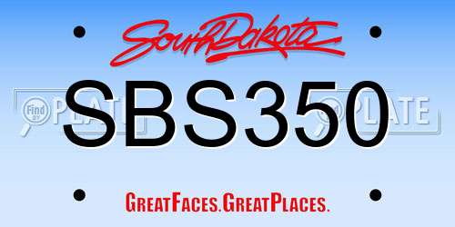 SBS350 South Dakota License Plate