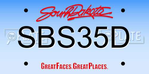 SBS35D South Dakota License Plate
