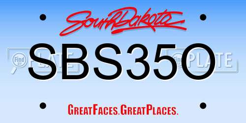 SBS35O South Dakota License Plate