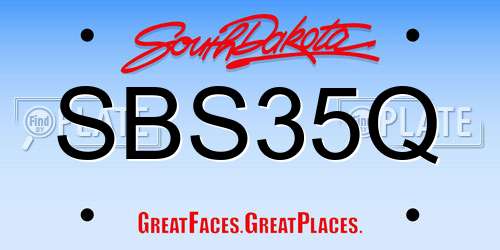 SBS35Q South Dakota License Plate