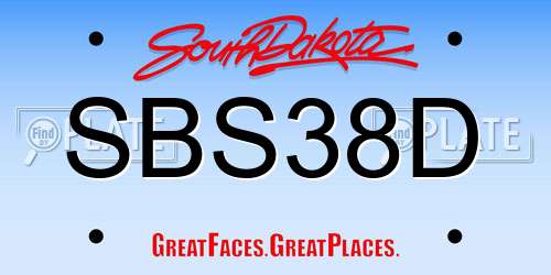 SBS38D South Dakota License Plate