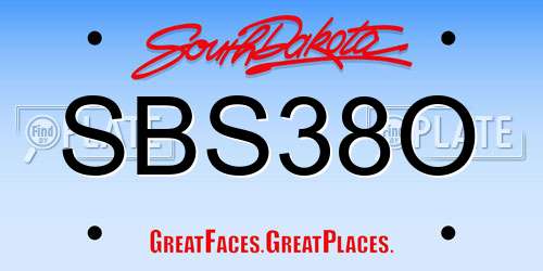 SBS38O South Dakota License Plate