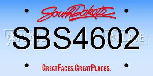 SBS4602 South Dakota License Plate