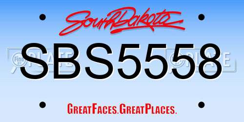 SBS5558 South Dakota License Plate