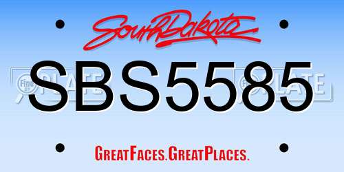 SBS5585 South Dakota License Plate