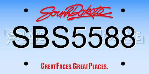 SBS5588 South Dakota License Plate