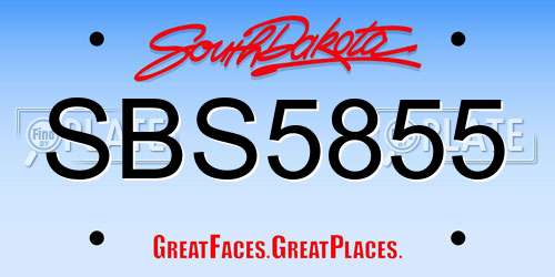 SBS5855 South Dakota License Plate