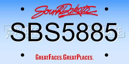 SBS5885 South Dakota License Plate