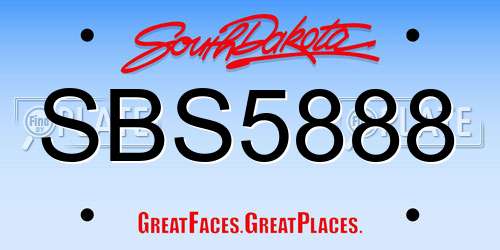 SBS5888 South Dakota License Plate