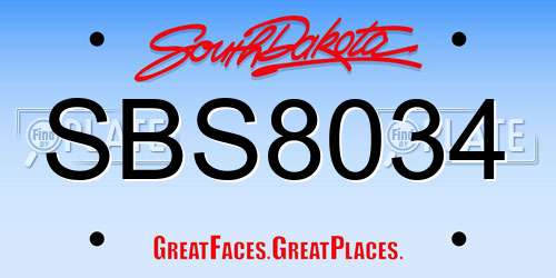 SBS8034 South Dakota License Plate