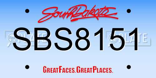 SBS8151 South Dakota License Plate