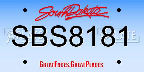 SBS8181 South Dakota License Plate