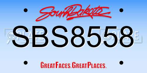 SBS8558 South Dakota License Plate
