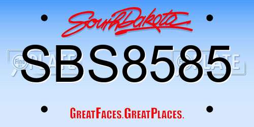 SBS8585 South Dakota License Plate