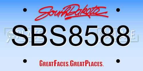 SBS8588 South Dakota License Plate
