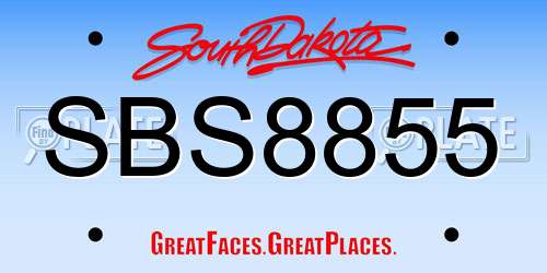 SBS8855 South Dakota License Plate
