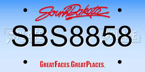 SBS8858 South Dakota License Plate