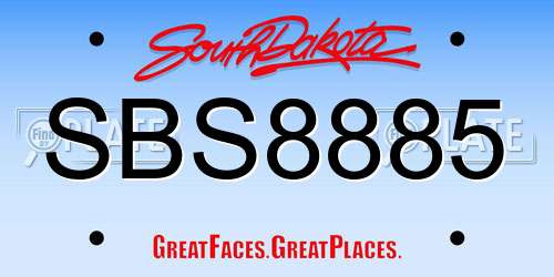 SBS8885 South Dakota License Plate