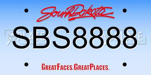 SBS8888 South Dakota License Plate