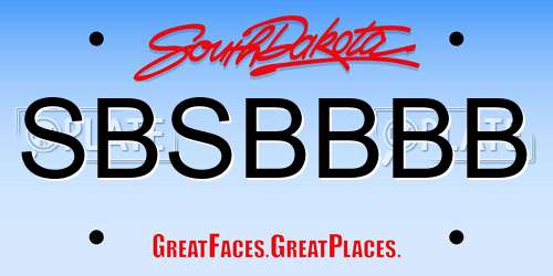 SBSBBBB South Dakota License Plate