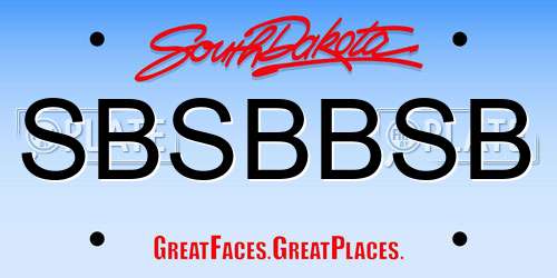 SBSBBSB South Dakota License Plate