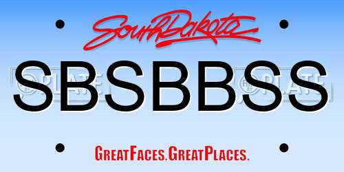 SBSBBSS South Dakota License Plate