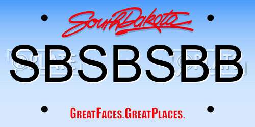 SBSBSBB South Dakota License Plate