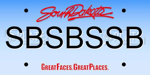 SBSBSSB South Dakota License Plate