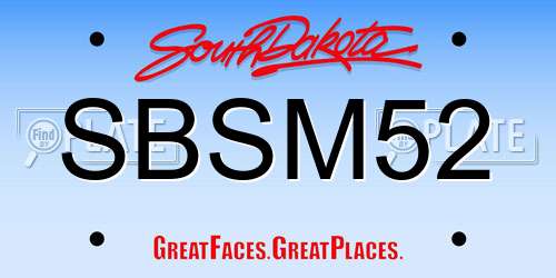 SBSM52 South Dakota License Plate