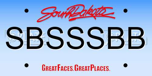 SBSSSBB South Dakota License Plate