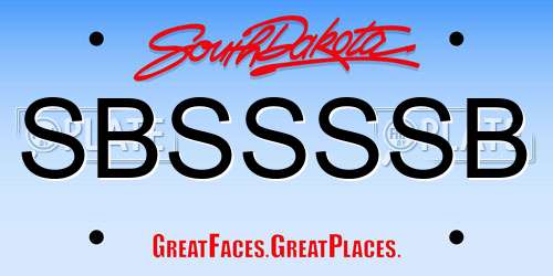 SBSSSSB South Dakota License Plate