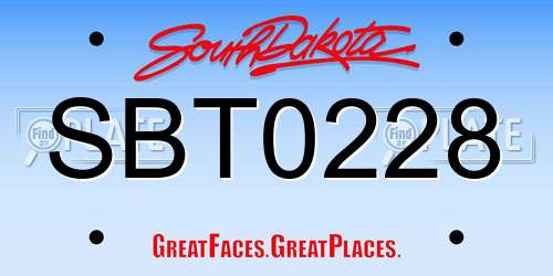 SBT0228 South Dakota License Plate