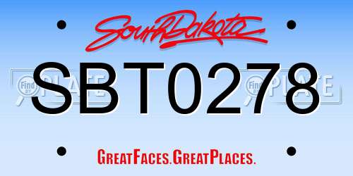 SBT0278 South Dakota License Plate