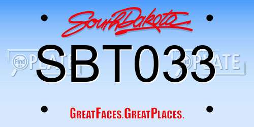 SBT033 South Dakota License Plate