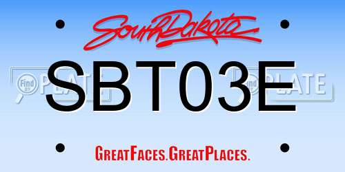 SBT03E South Dakota License Plate