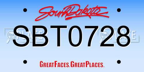 SBT0728 South Dakota License Plate
